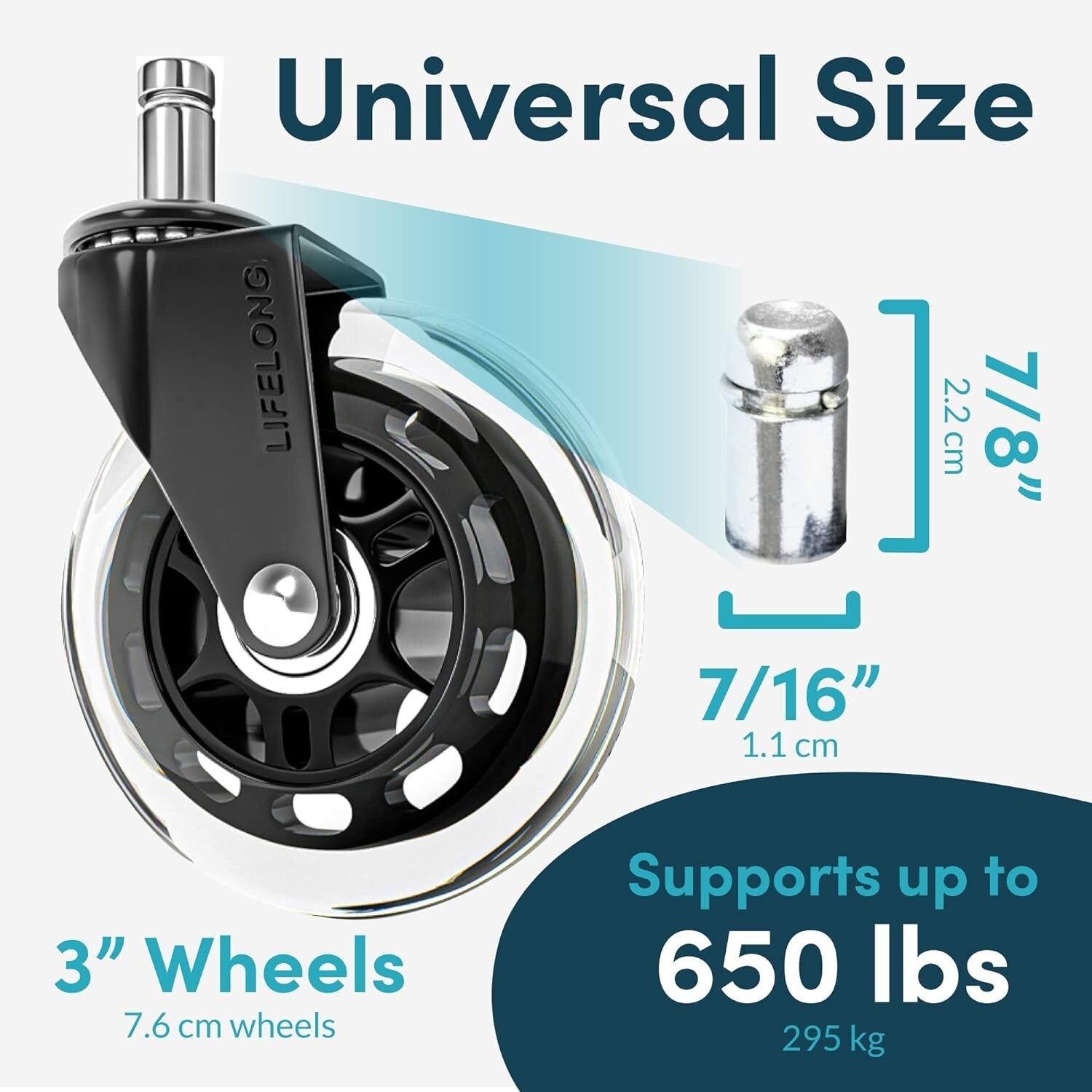 Heavy-Duty Office Chair Wheels - Set of 5 for Hardwood & Carpet Floors