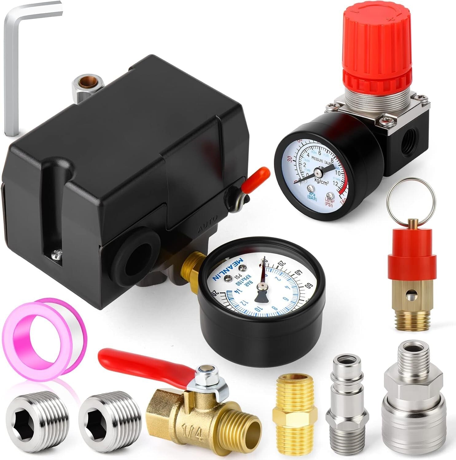 95-125 PSI Air Compressor Pressure Switch with Regulator & Relief Valve