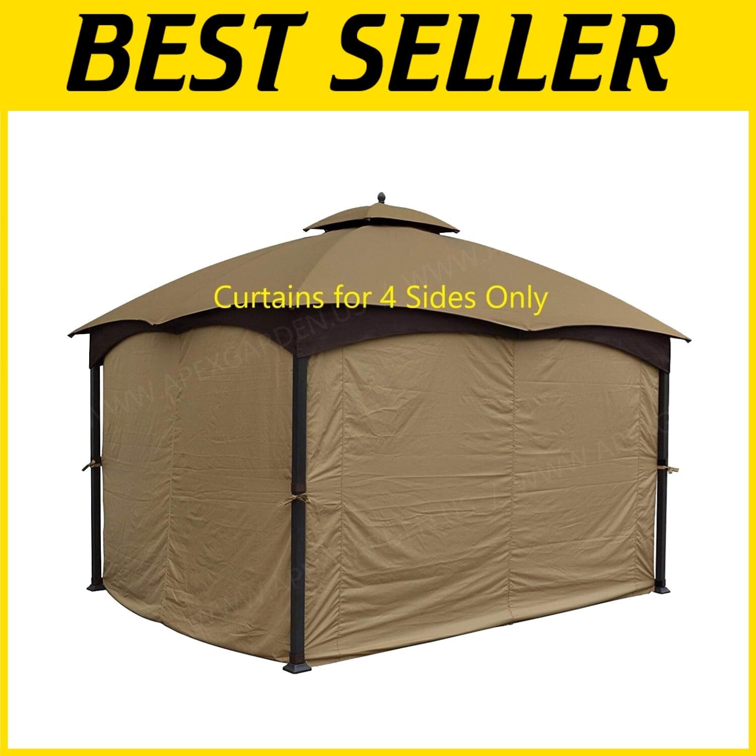 Beige 4-Sided Privacy Curtain Set for 10ft x 12ft Gazebo - Easy Installation