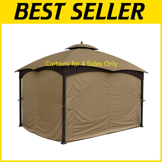 Beige 4-Sided Privacy Curtain Set for 10ft x 12ft Gazebo - Easy Installation