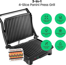 Load image into Gallery viewer, Effortless 4 Slice Panini Press with Non-Stick Plates - Ideal for Small Kitchens