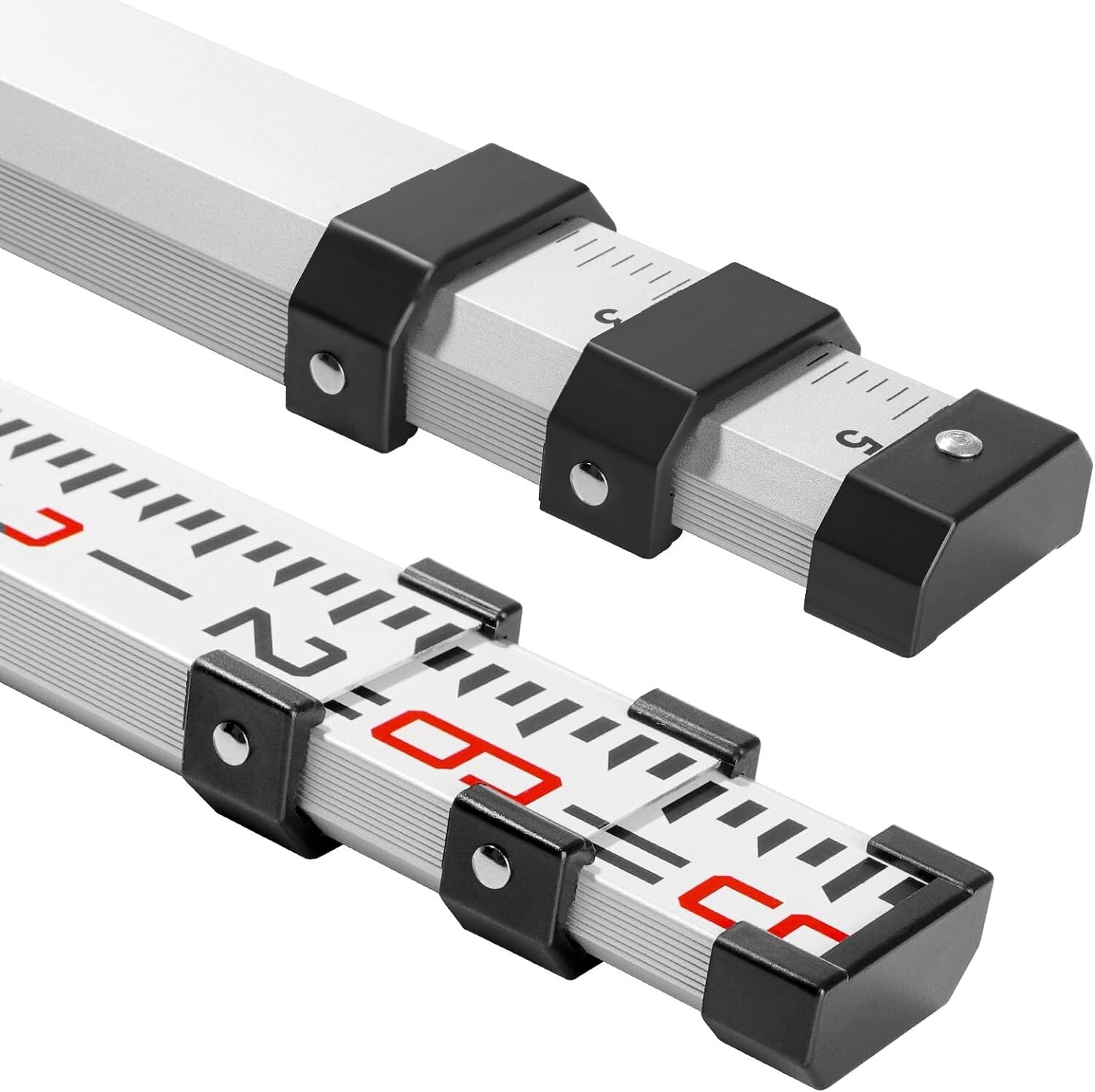 Durable Dual-Sided 16 Foot Aluminum Grade Rod with Bubble Level & Carry Case