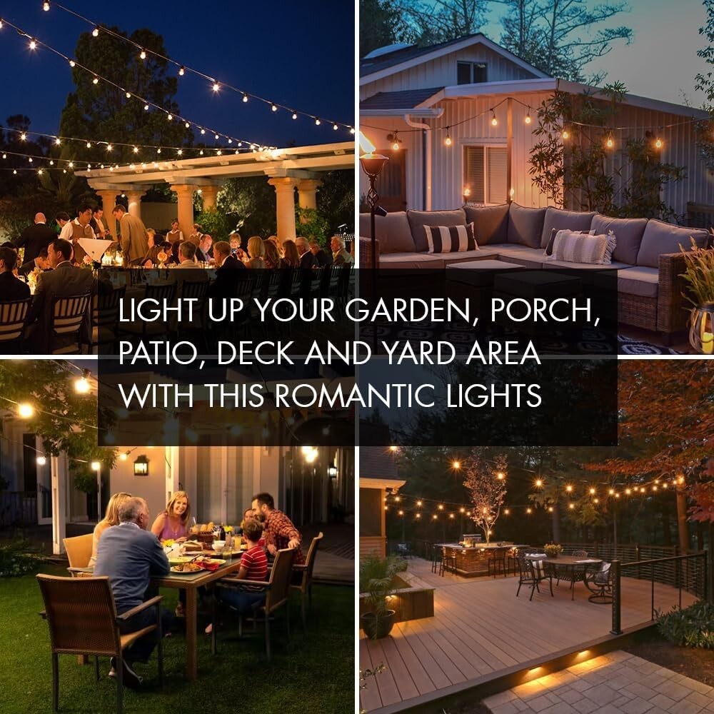 Elegant 96FT Patio Lights for Backyard Bliss - Weather-Resistant 32 LED Bulbs