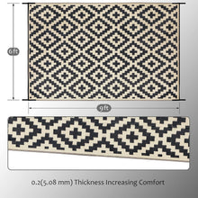 Load image into Gallery viewer, Durable 6'x9' Reversible Outdoor Rug - Stylish Black &amp; Beige for Summer Picnics