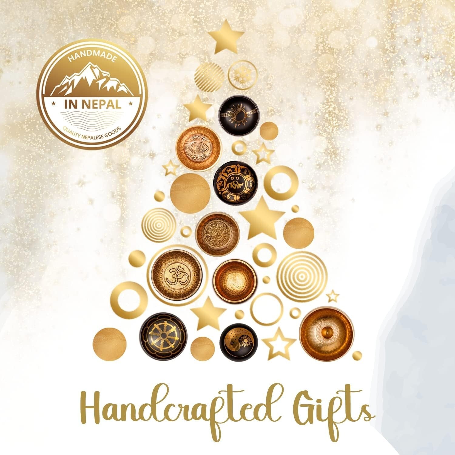 Meditation Singing Bowl Set with Engraved 'Medicine Buddha' - Perfect Gift Idea