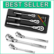 Load image into Gallery viewer, Pro-Grade Flex-Head Ratchet Set - 180° Pivot, Quick-Release Ratcheting Tools