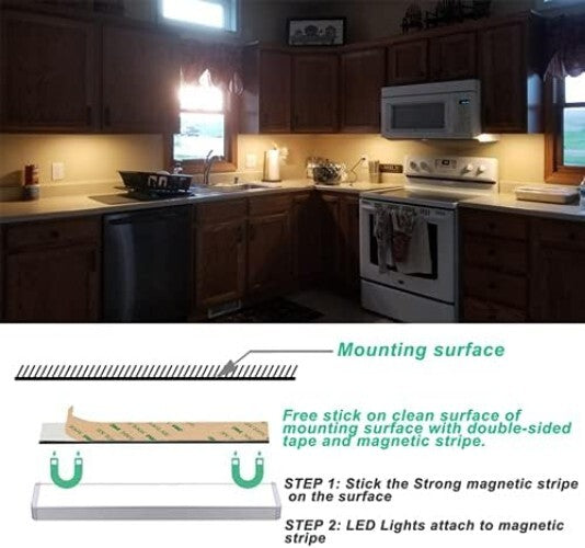 Compact 6-Pack Under Cabinet LED Lights - Remote-Controlled & USB Rechargeable