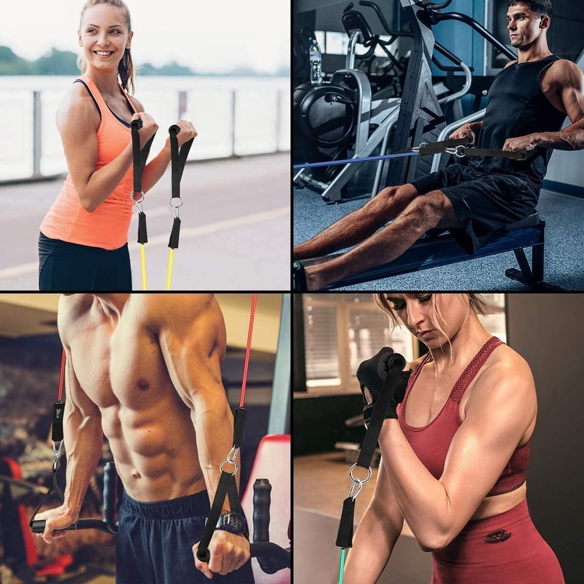 Adjustable Resistance Bands Set with Handles - 10-150 lbs Portable Gym Equipment