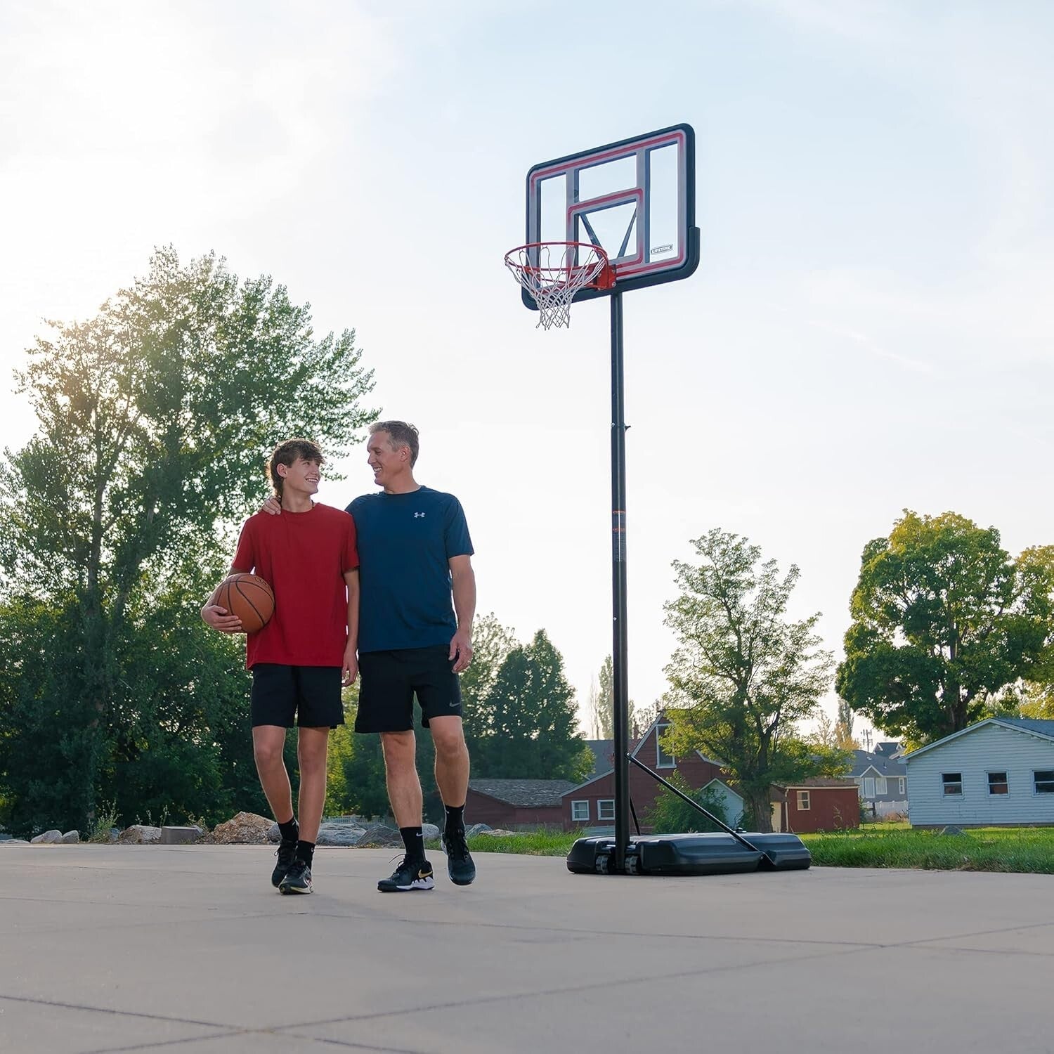Adjustable Shatterproof Portable Basketball Hoop - 44" Backboard, Freestanding