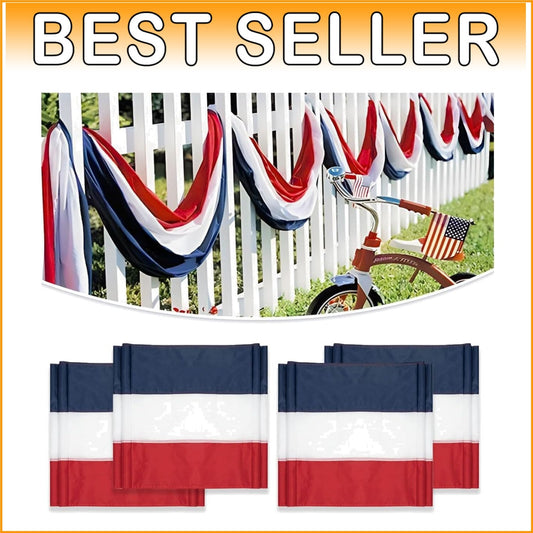 4-Pack Patriotic Bunting Flags - 2" x 20Ft Red, White & Blue for Celebrations