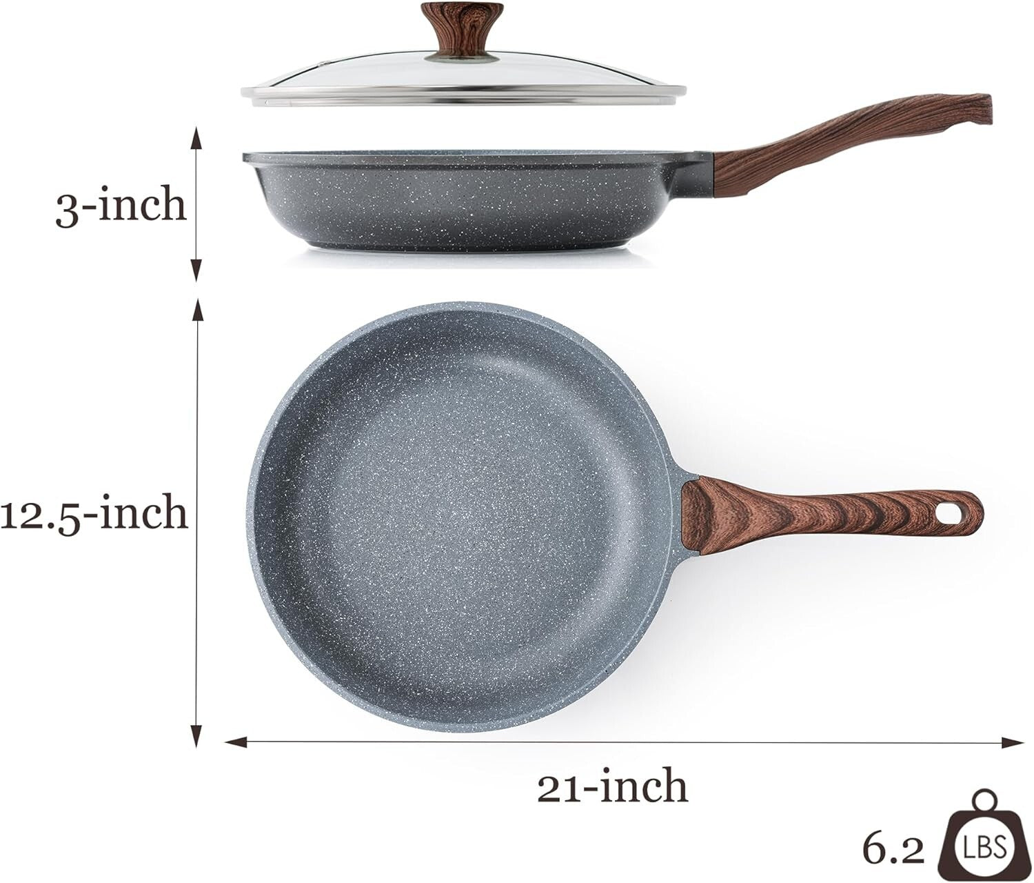 Elegant 12.5-Inch Nonstick Pan with Tempered Lid - Perfect for Kitchen Mastery