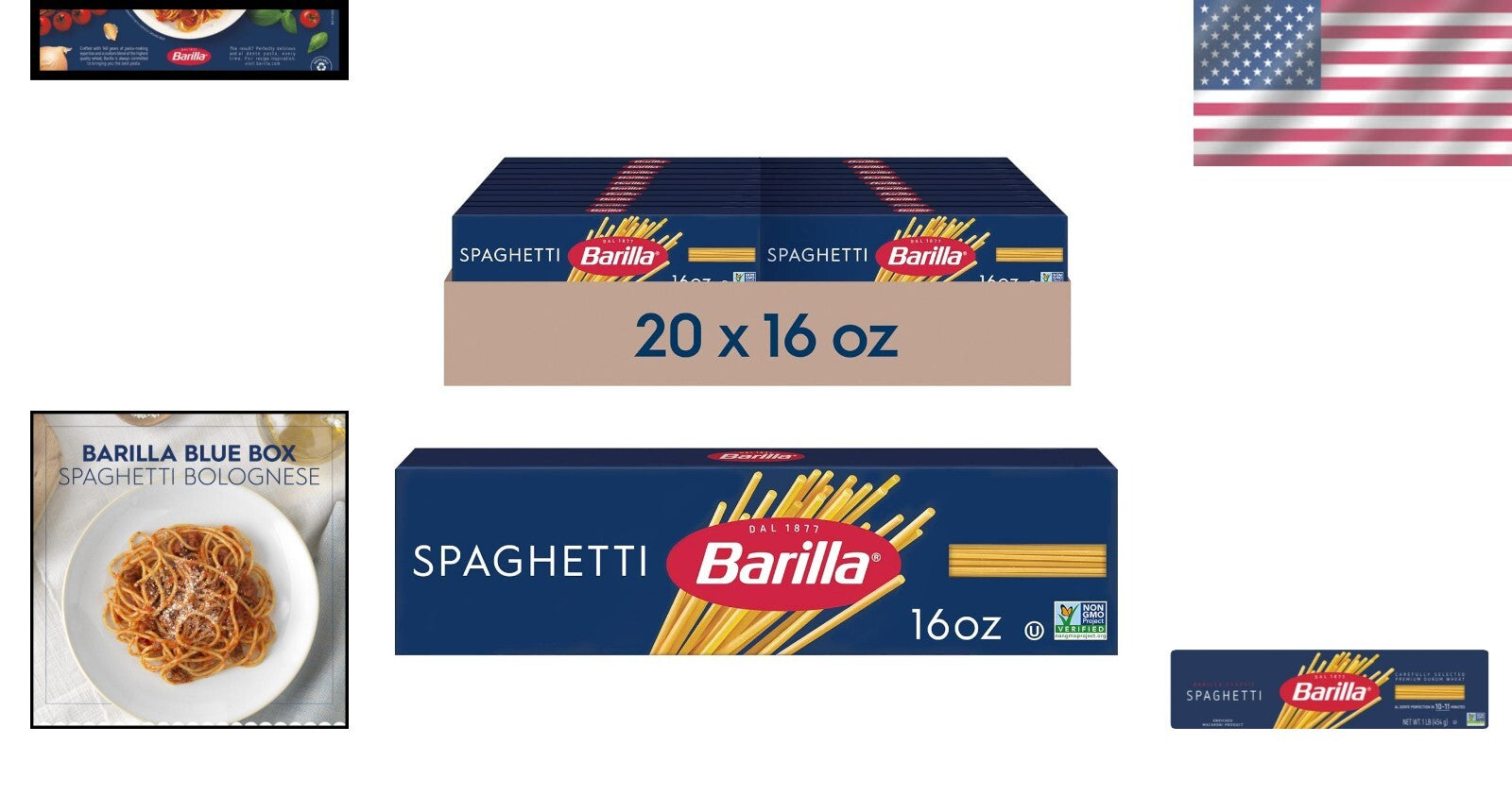 High-Quality Non-GMO Spaghetti Pasta, 16 oz. Boxes - 20 Count Convenient Pack