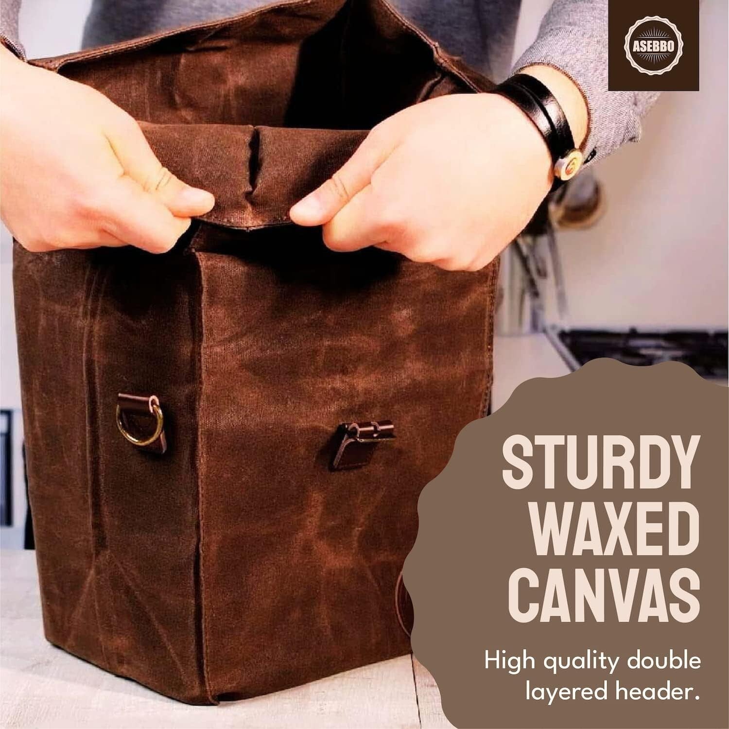 Insulated 10L Waxed Canvas Lunch Bag - Elegant Brown Cooler for Men & Women