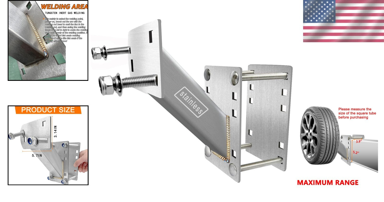 Compact Spare Tire Carrier Bracket for Most Trailer Wheels - Rust Resistant