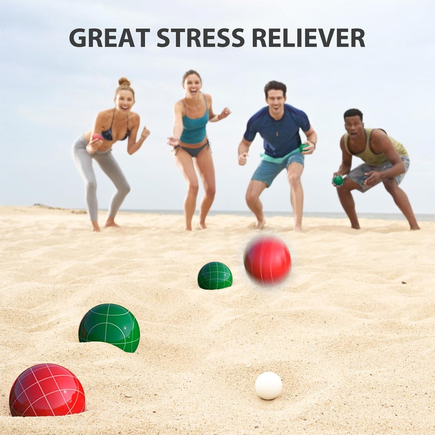 Durable 107mm Bocce Ball Set with Premium Polyresin & Carry Bag for Tournaments