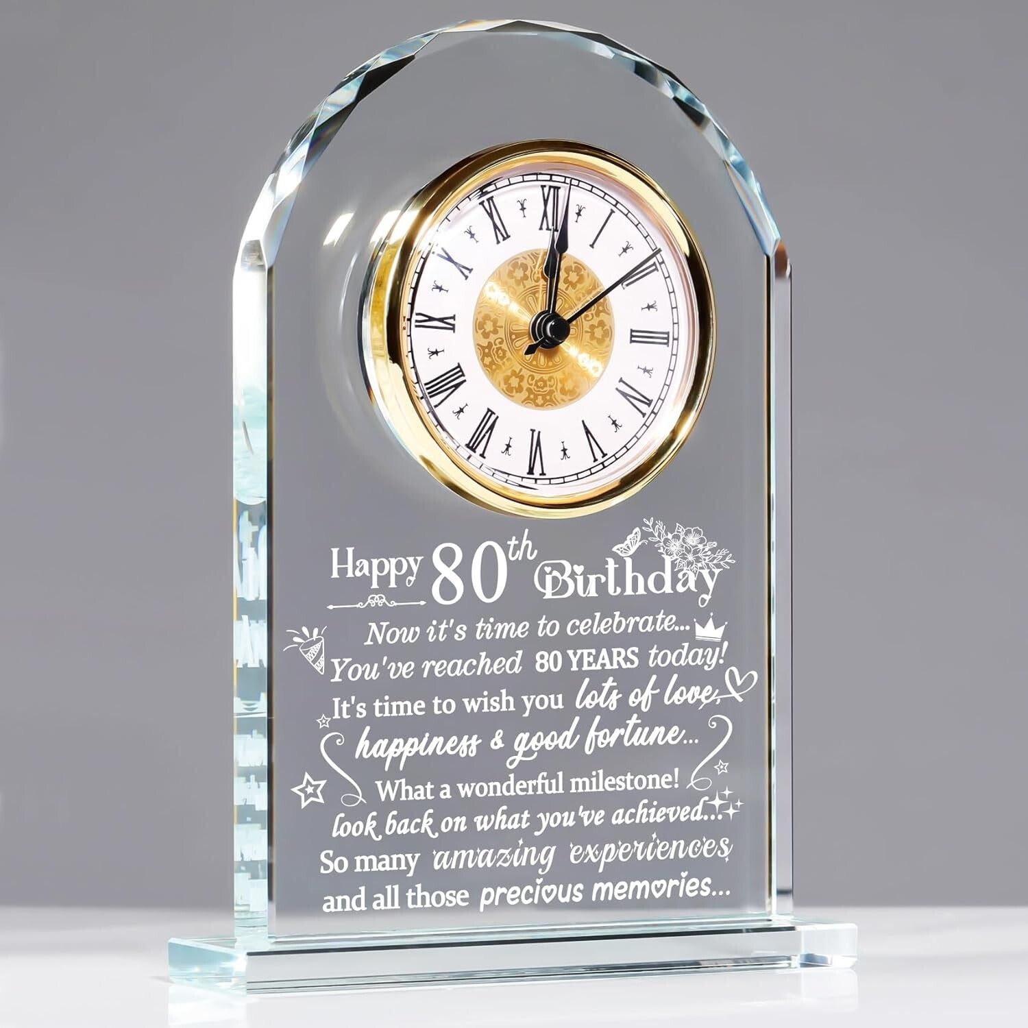 Decorative 80th Birthday Quartz Clock - Memory Keeper for Milestone Celebrations