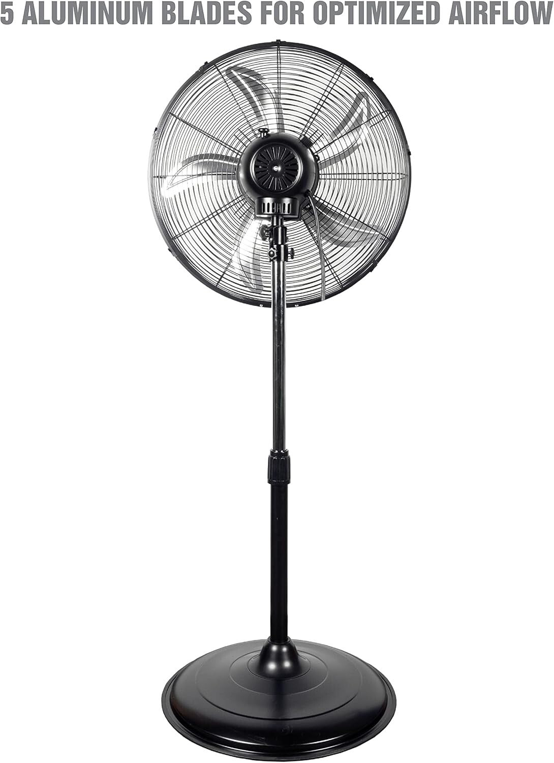 High-Efficiency 20" Oscillating Fan with 4500 CFM Airflow for Large Spaces