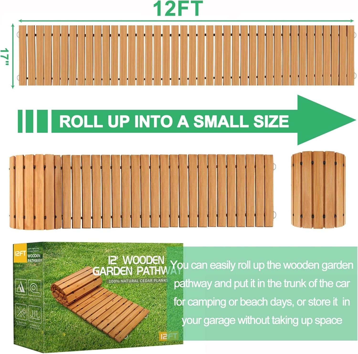 Space-Saving 2FT Weather-Resistant Cedar Walkway - Ideal for Outdoor Activities