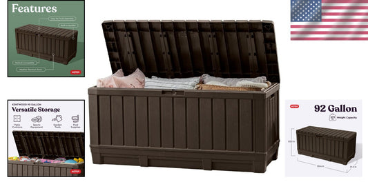 Durable Weather-Resistant Deck Box with 92-Gallon Capacity for Patio Accessories