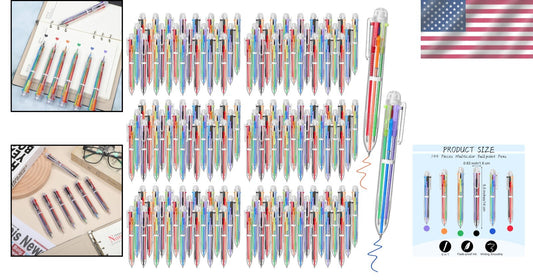 Smooth Writing 6-in-1 Multicolor Ballpoint Pens - 144 Pieces for Home & Office