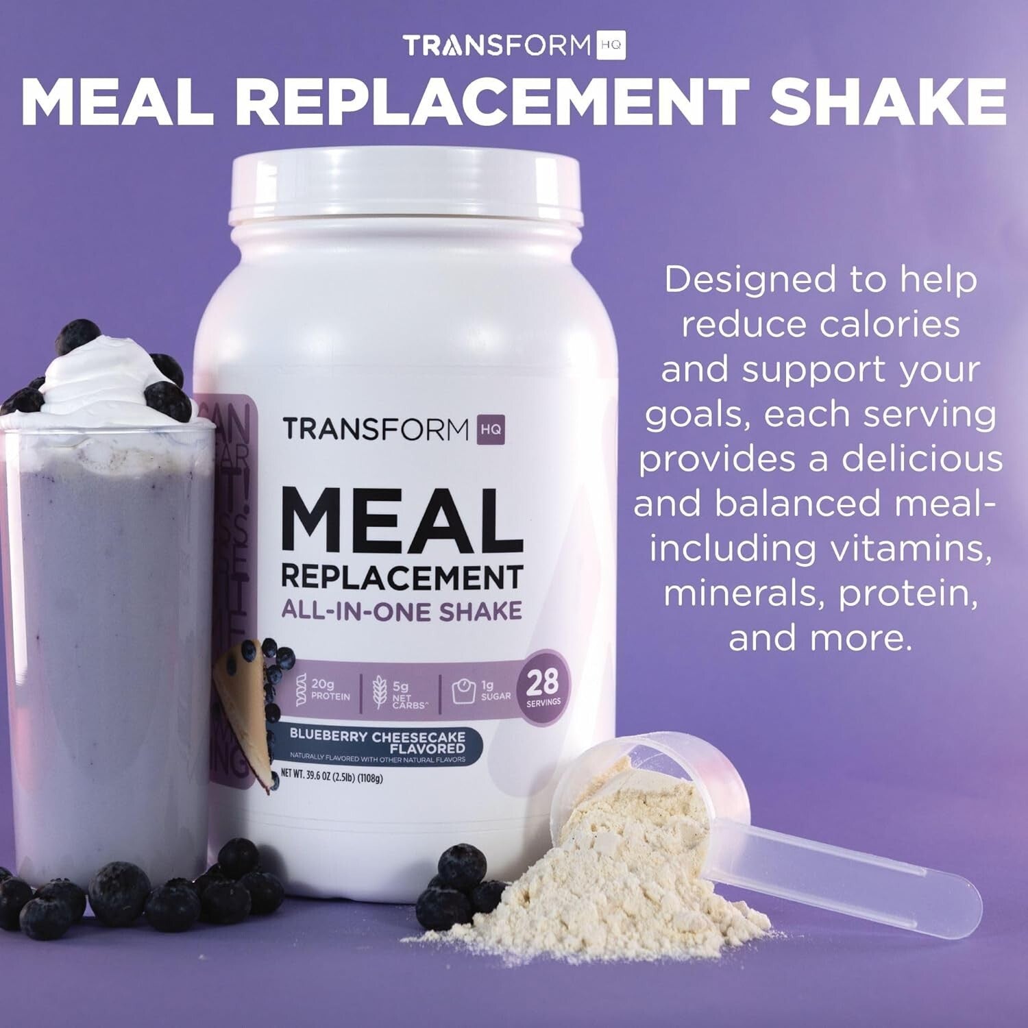 Non-GMO Strawberry & Cream Meal Replacement Shake - 28 Servings, Gluten Free