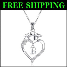 Load image into Gallery viewer, Dainty Sterling Silver Heart Initial Necklace - 2025 Graduation Gift for Women
