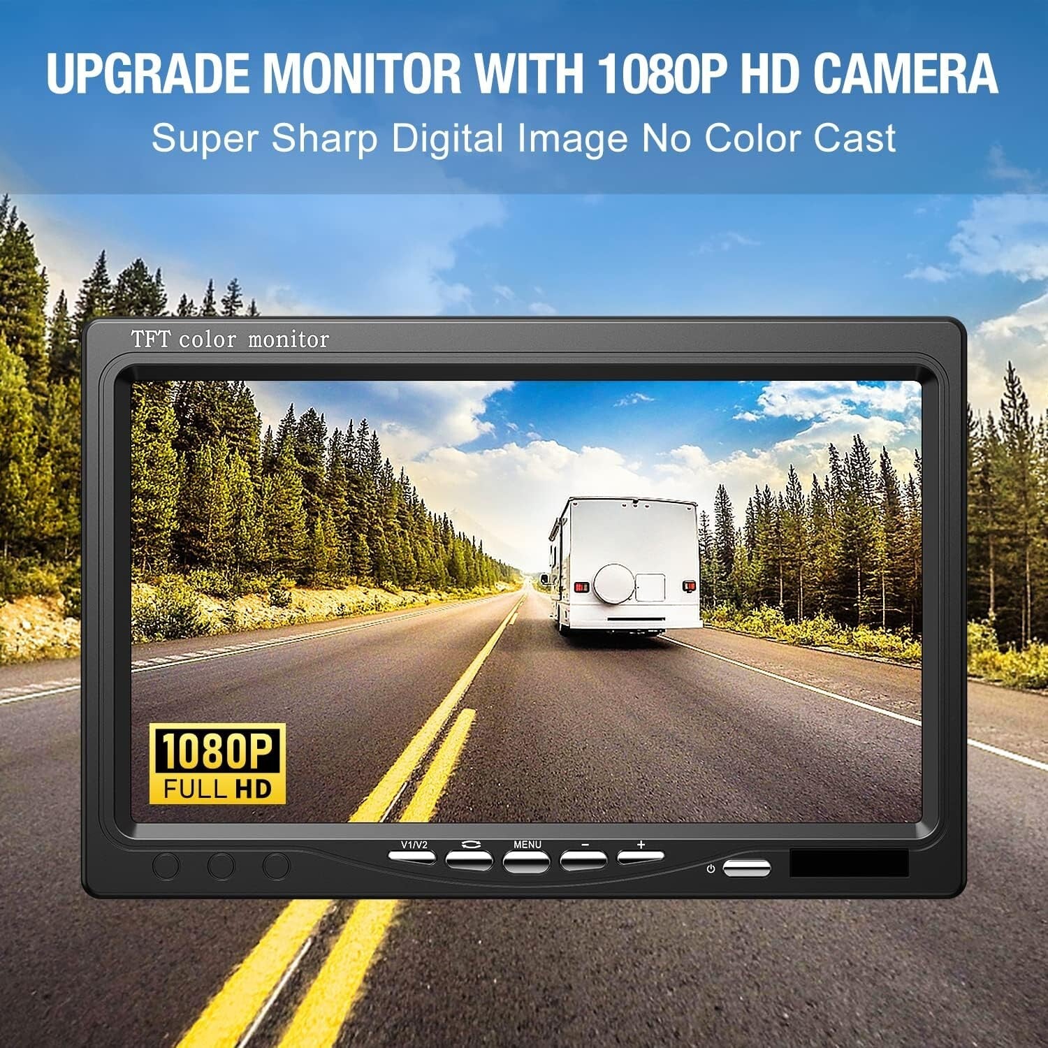 Advanced 1080P Rearview Monitor Kit - Dual Camera Support, DIY Installation