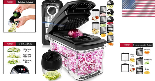 All-in-One Stainless Steel Vegetable Chopper & Spiralizer - Professional Quality