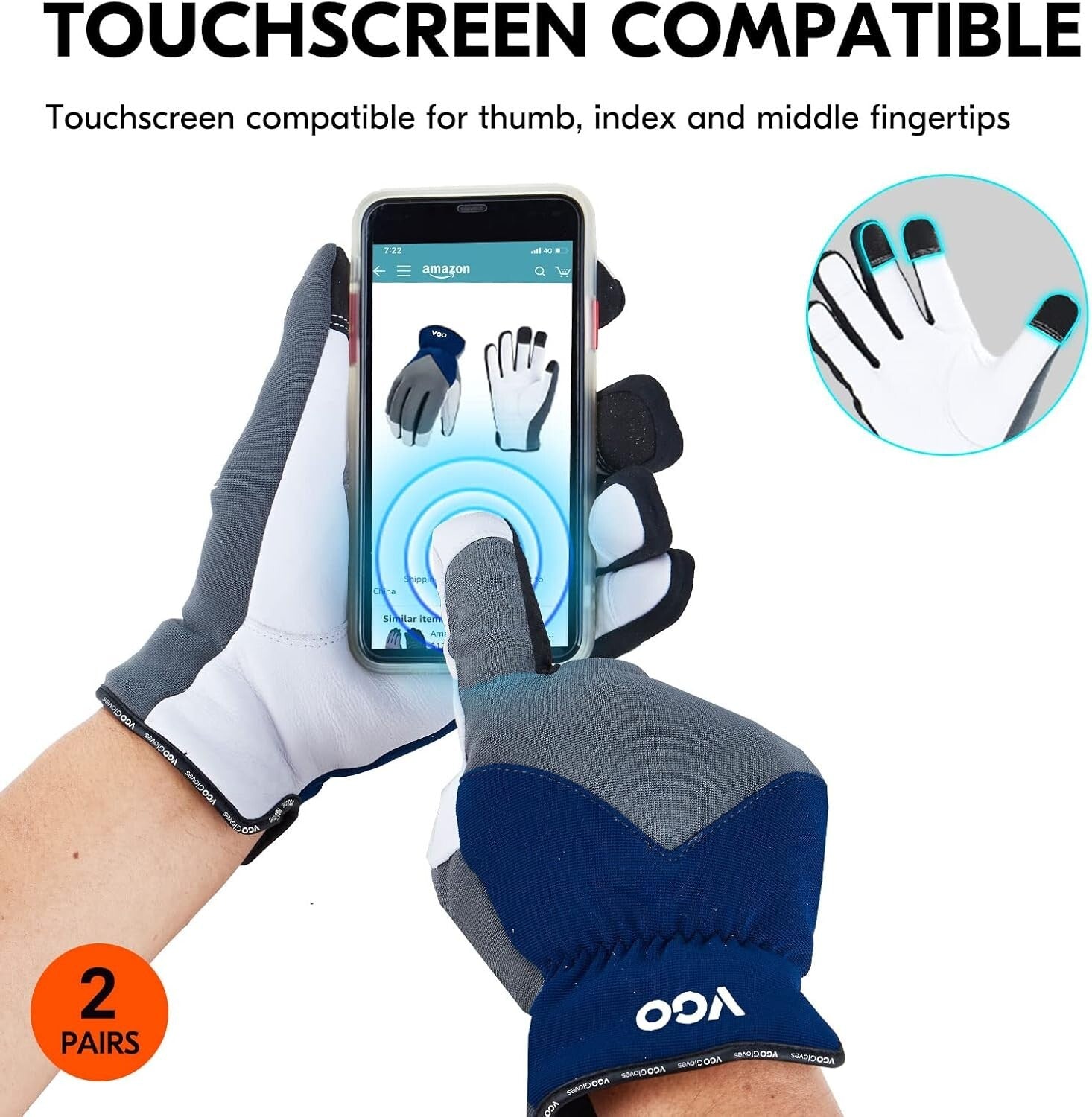 Ergonomic Winter Work Gloves - Thinsulate Insulated Leather, Touchscreen Ready