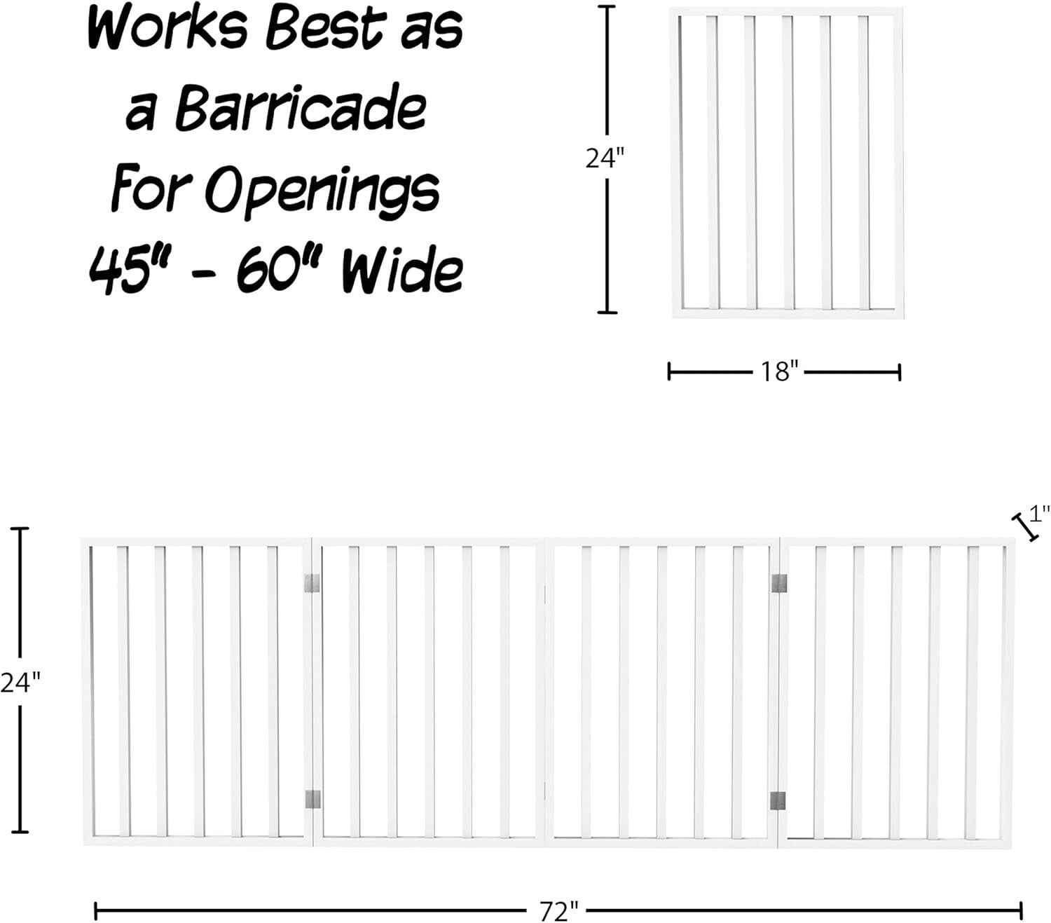 Elegant 4-Panel Freestanding Pet Gate - Retractable Indoor Dog Fence 72x24