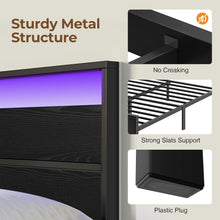 Load image into Gallery viewer, Full Size Bed Frame with Under-Bed Storage &amp; LED Lighting for Modern Bedrooms