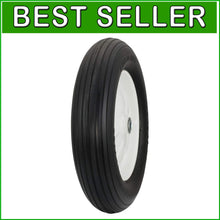 Load image into Gallery viewer, Reliable Airless Wheelbarrow Tire - 4.80/4.00-8 with Ribbed Tread 3/4" Bearings