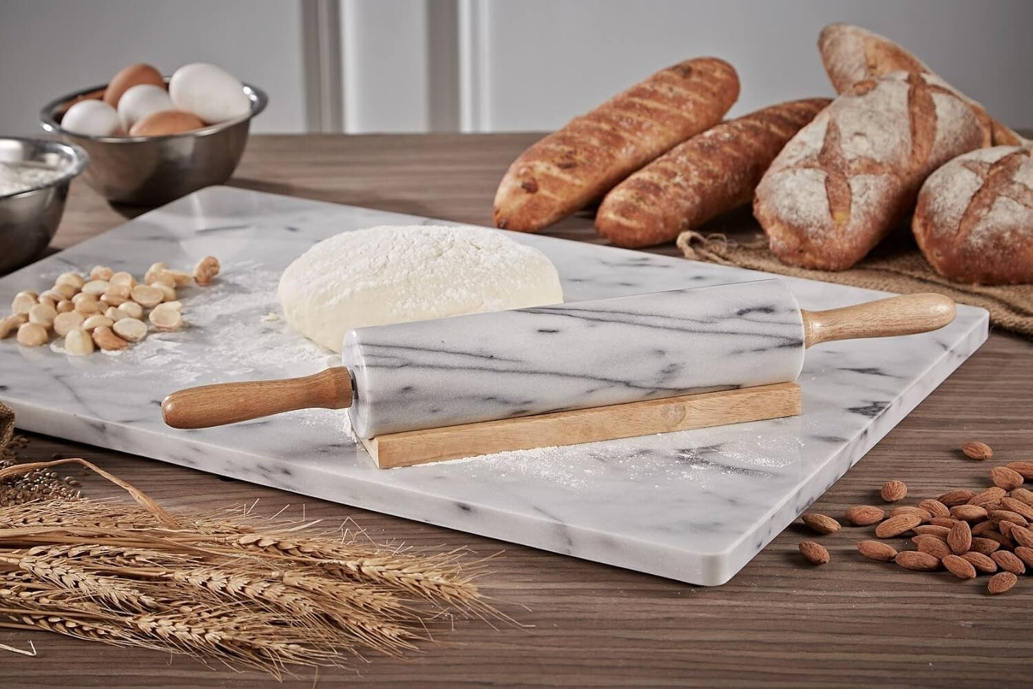 Elegant 16x20 Marble Pastry Board with Non-Slip Stability for Effortless Baking