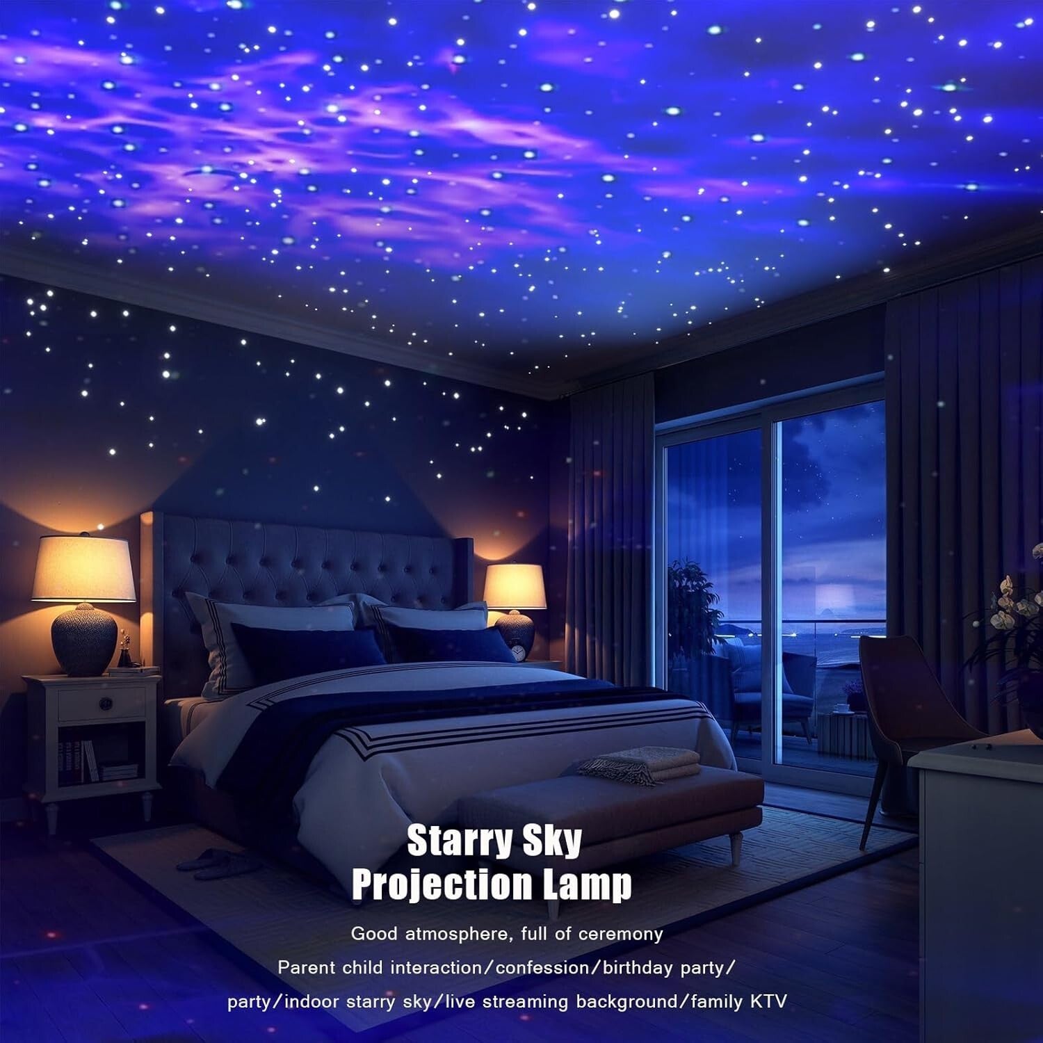 Enchanting Ocean Wave & Star Projector Light - Perfect for Bedroom or Parties