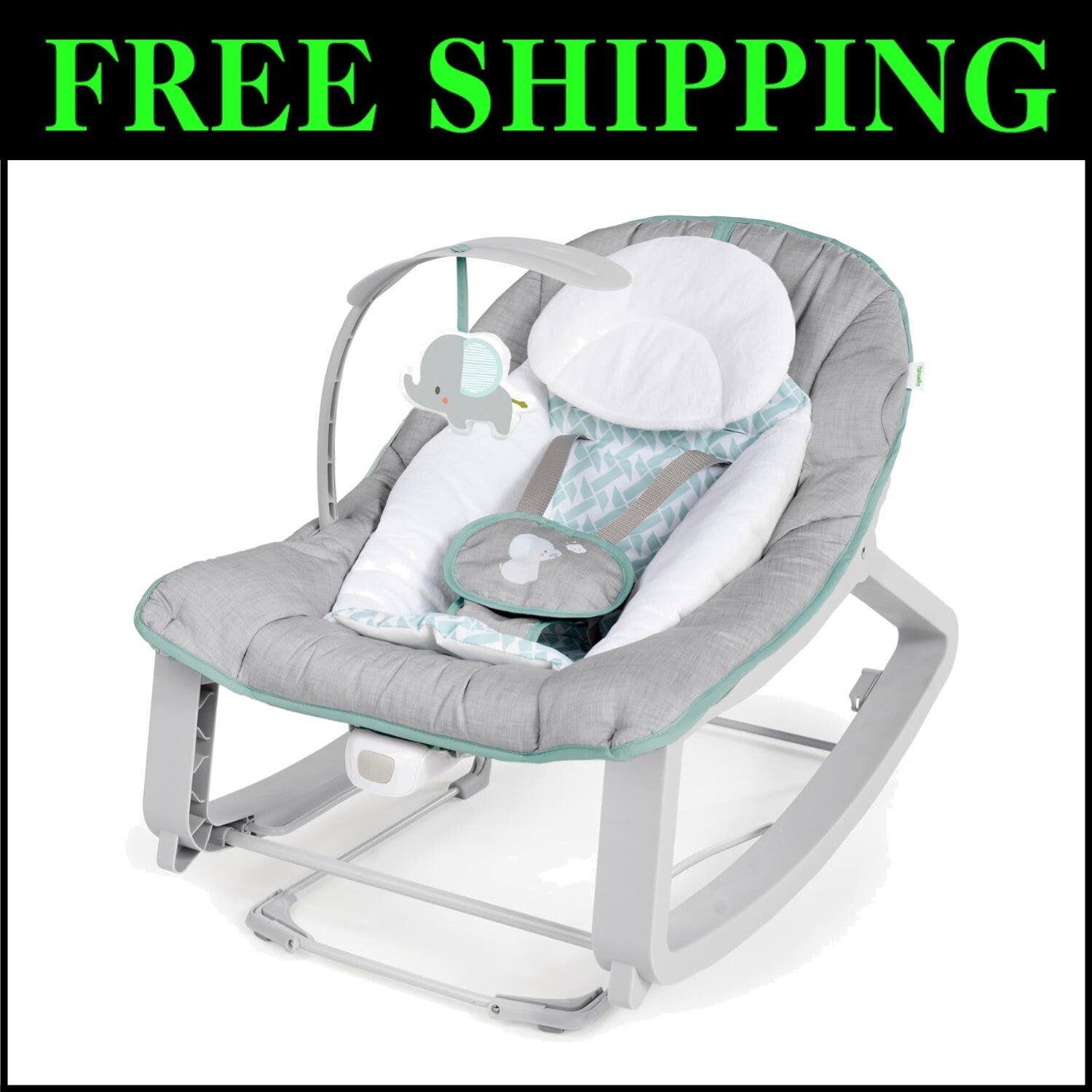 Infant to Toddler 3-in-1 Bouncer, Rocker, and Stationary Seat with Plush Toy