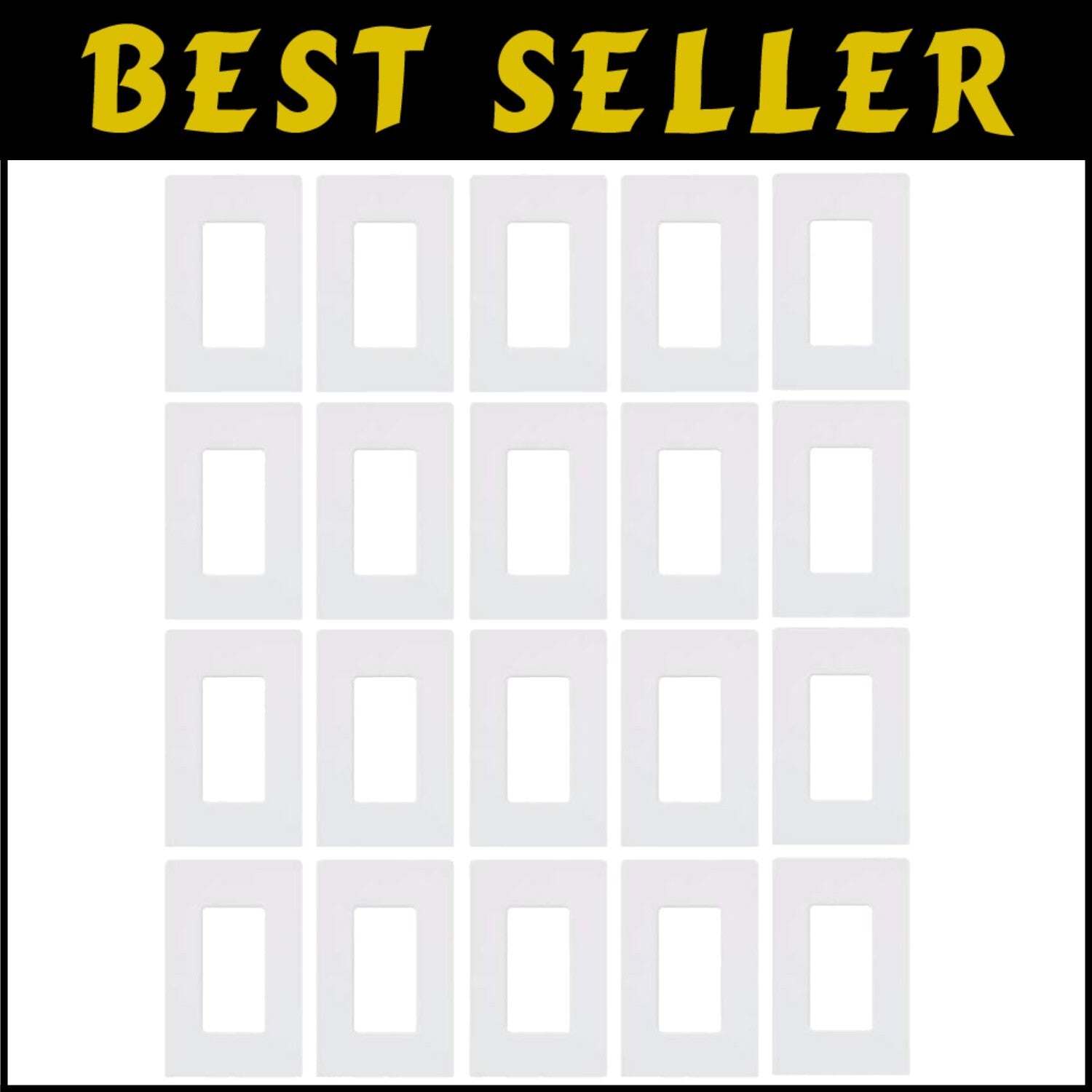 20-Pack Glossy White Decorator Switch Cover Plates - Quick Snap-On Installation