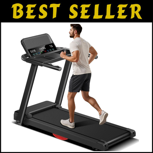 Premium Foldable Treadmill with Dual Cushion and Heart Rate Monitoring, 300lbs