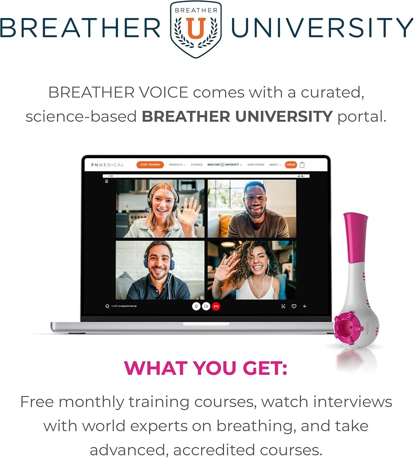 Adjustable Pink Breathing Trainer: Strengthen Lungs Naturally in Just 5 Minutes