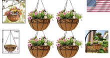 Load image into Gallery viewer, Stylish Set of 4 14" Hanging Planters with Coco Fiber - Ideal for Outdoors