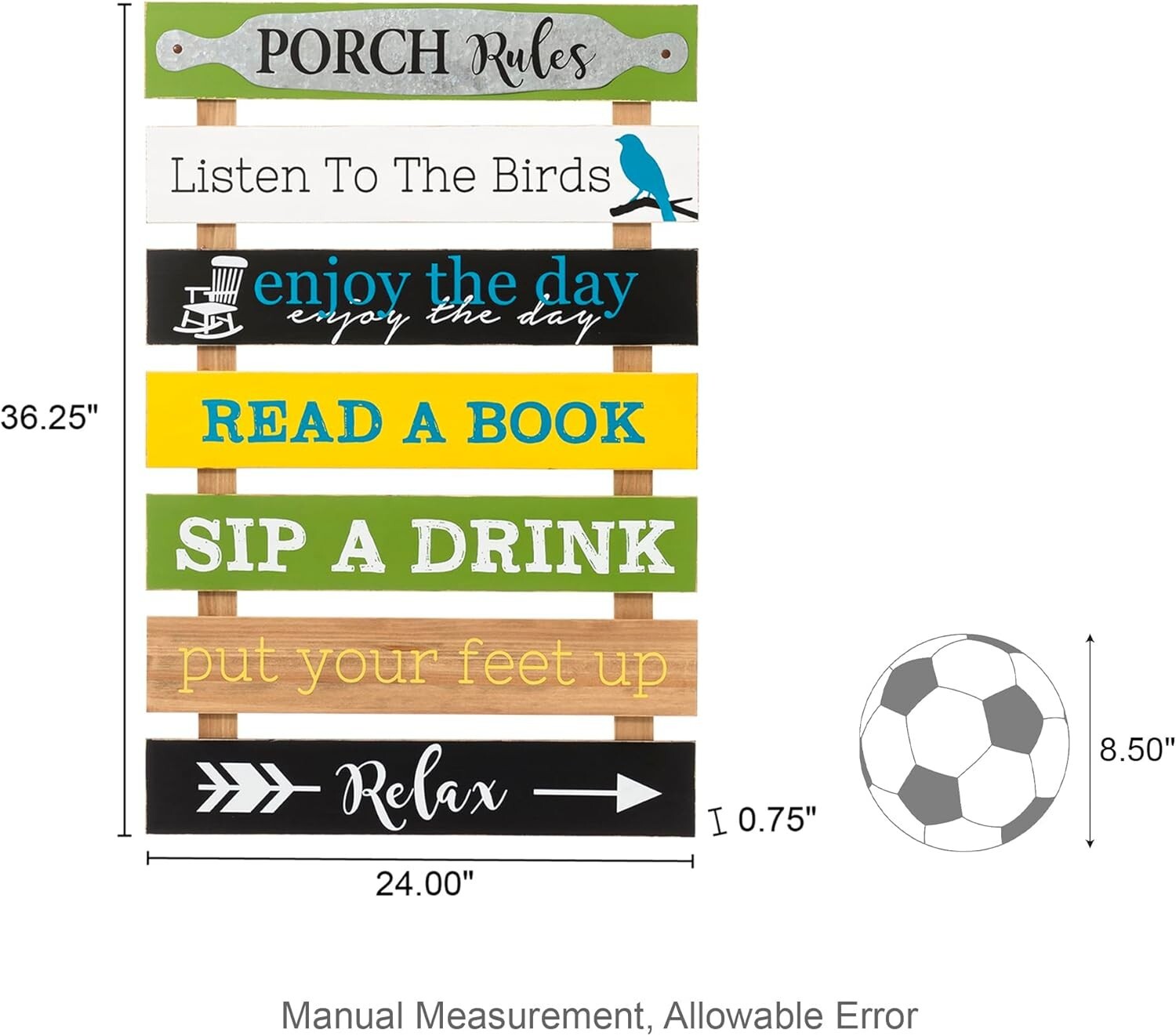 Charming Rustic 36'' Porch Rules Sign - Hand-Painted Outdoor Wall Decor