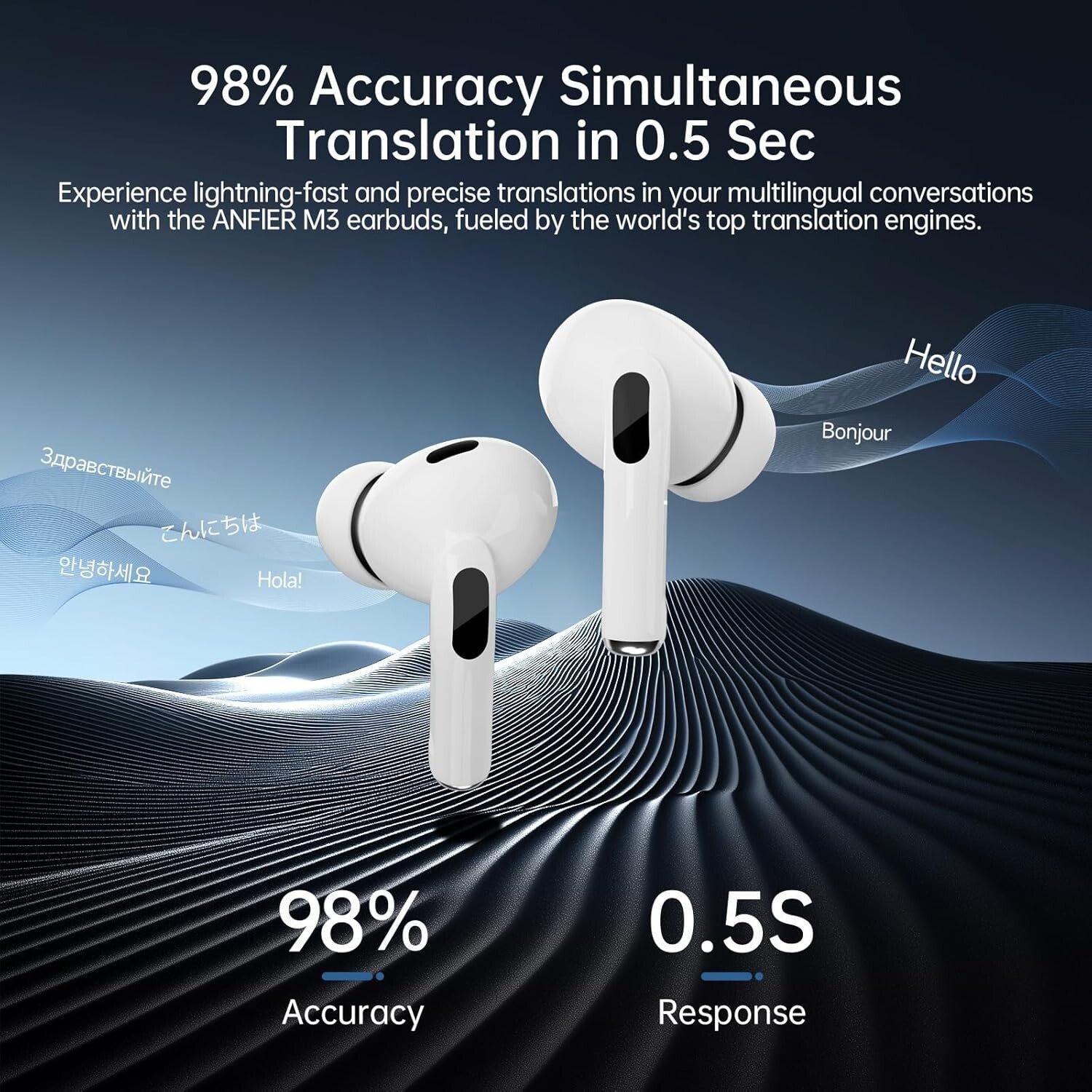 AI-Powered Language Translator Earbuds with Offline Support - 24-Hour Battery