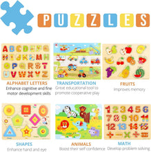 Load image into Gallery viewer, Engaging 7-Piece Toddler Puzzle Set with Clock - Enhance Learning Through Play!