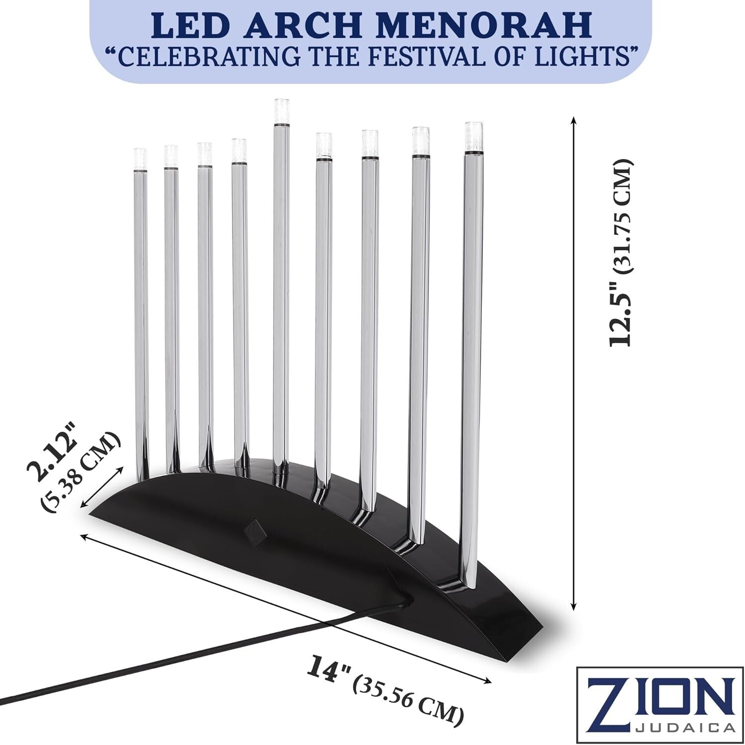 Modern Chanukah Menorah - Black & Silver LED Design with Multi-Power Options