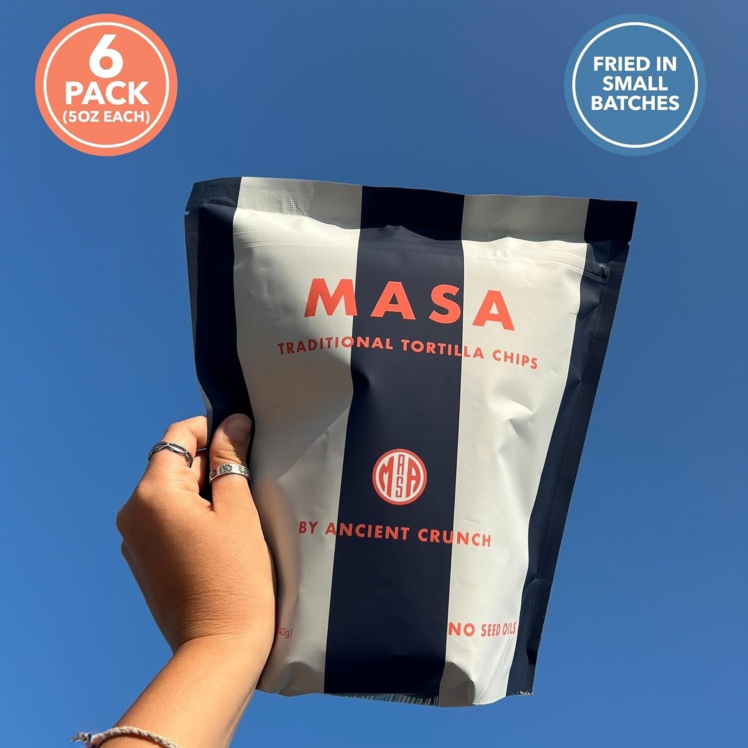 Naturally Grown Blue Corn Tortilla Chips with Sea Salt - 6 Pack of 5 Ounces