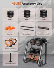 Load image into Gallery viewer, Portable and Durable 5-in-1 Adjustable Dumbbell Set (20-90lbs) for Home Workouts