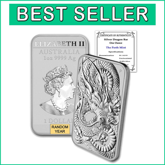 High Purity 99.99% Silver Dragon Series Bar - 1 oz Coin with Certification