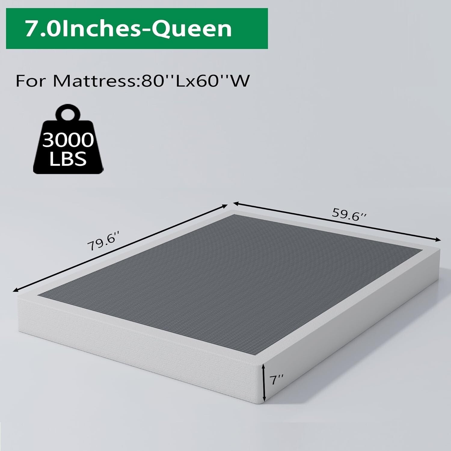 3000lbs Capacity Heavy Duty Metal Queen Box Spring - Non-Squeak & Easy to Clean
