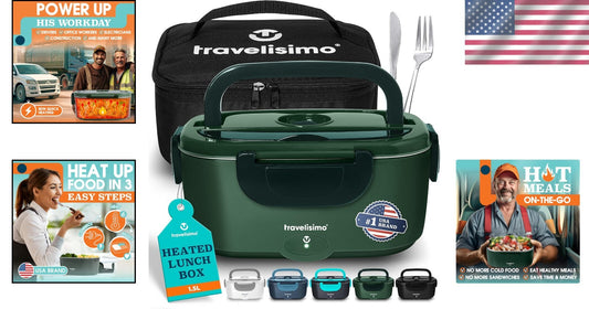 Portable 1.5L Electric Lunch Box - Dual Voltage Food Warmer for Cars and Office