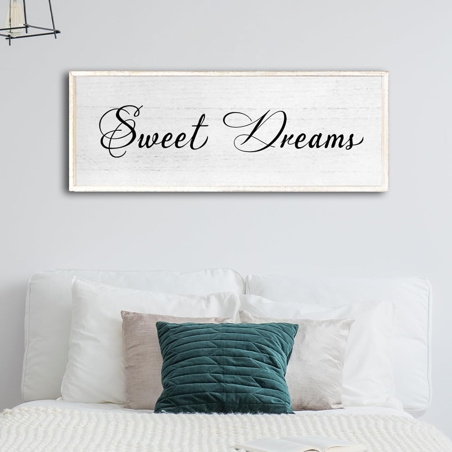 Charming Sweet Dreams Rustic Wall Decor Sign 40x15 - White Farmhouse Art