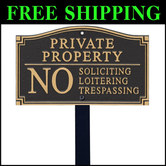 Weather-Resistant No Trespassing Sign - Decorative Private Property Yard Plaque